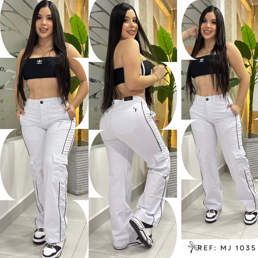 Jean cargo blanco ref 1035