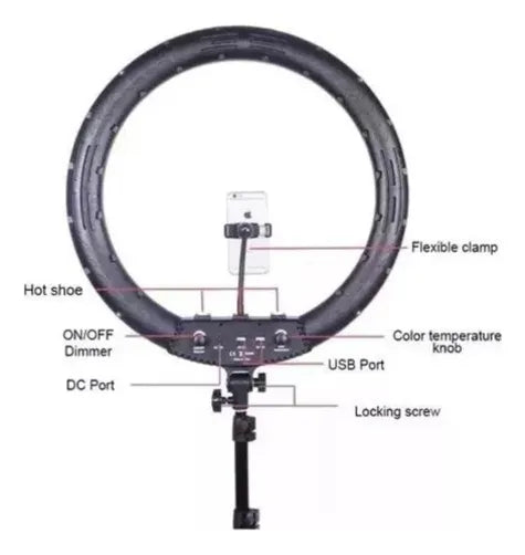 Aro de luz LED 53cm para fotografía y video